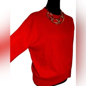 brand: H&M, knitted sweater, orange color, size: S